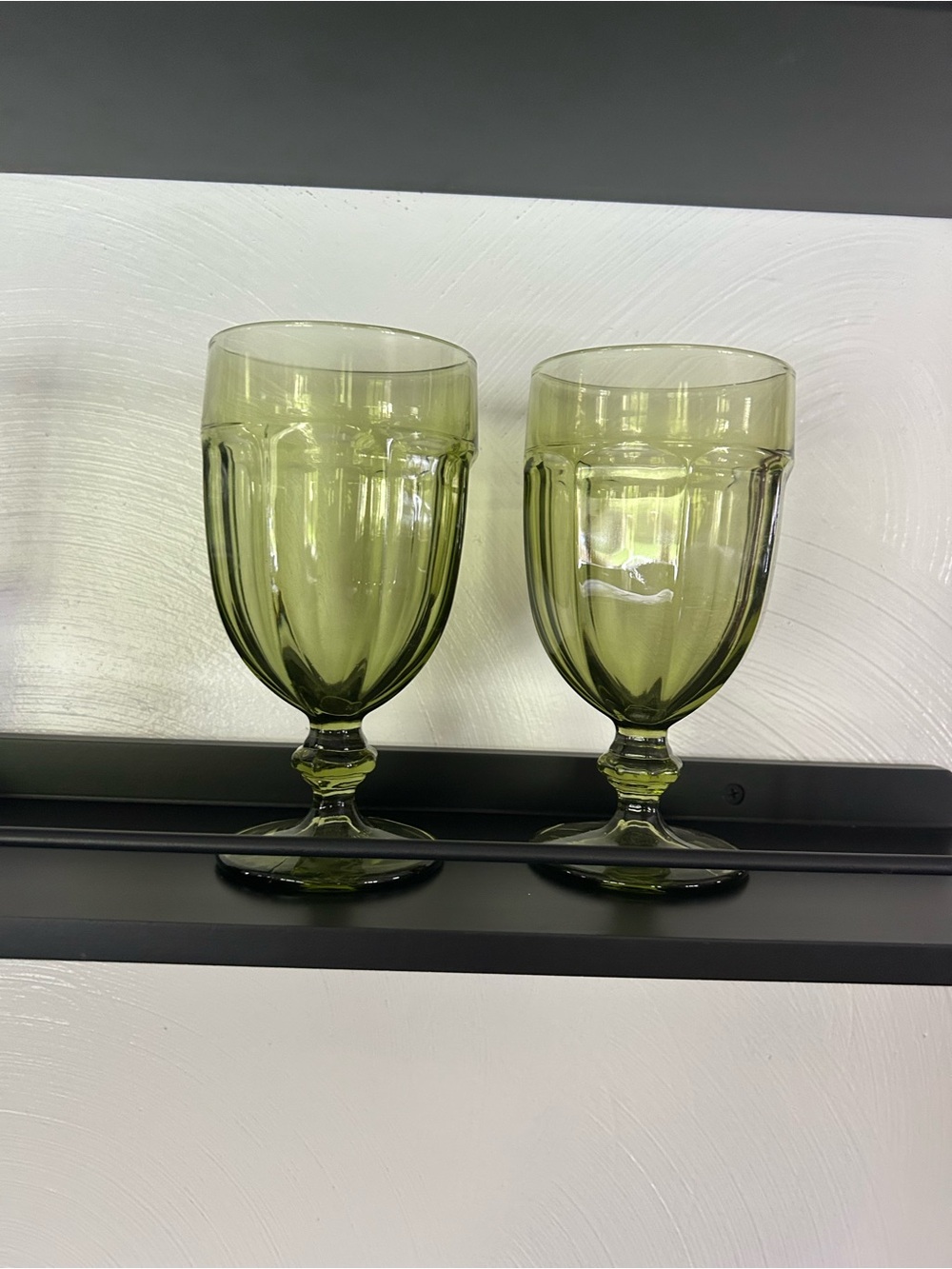 Set of 5 Libby, Gibraltar Duratuff olive green iced tea stemmed goblets